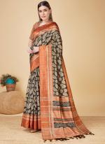 Soft Silk Orange Festival Wear Weaving Saree